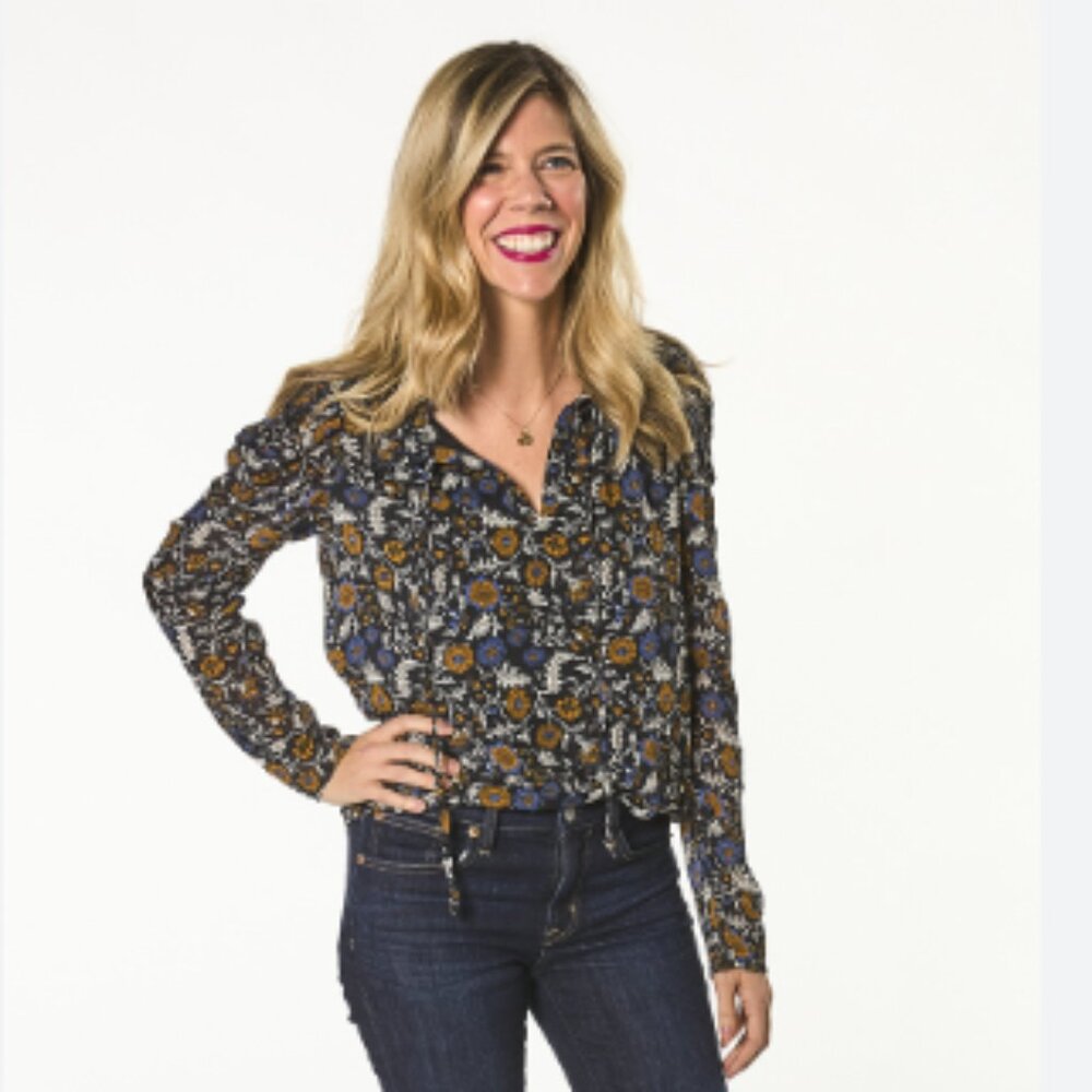 Joie Black and Brown Floral Blouse